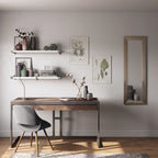 Solid Acacia Wood Industrial Desk – Distressed / Farmhouse, 1-Person