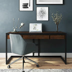 Solid Acacia Wood Industrial Desk – Distressed / Farmhouse, 1-Person