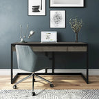 Solid Acacia Wood Industrial Desk – Distressed / Farmhouse, 1-Person
