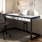 Solid Acacia Wood Industrial Desk – Distressed / Farmhouse, 1-Person