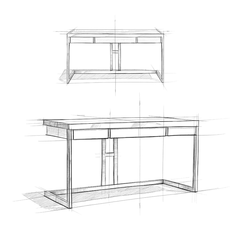 Solid Acacia Wood Industrial Desk – Distressed / Farmhouse, 1-Person