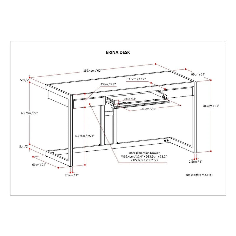Solid Acacia Wood Industrial Desk – Distressed / Farmhouse, 1-Person