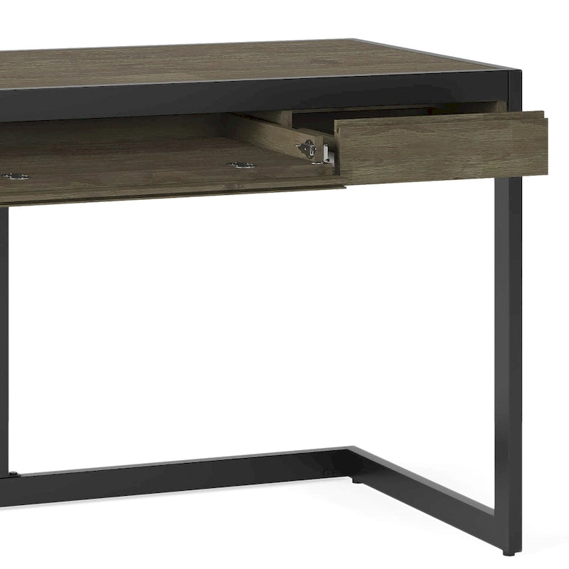 Solid Acacia Wood Industrial Desk – Distressed / Farmhouse, 1-Person