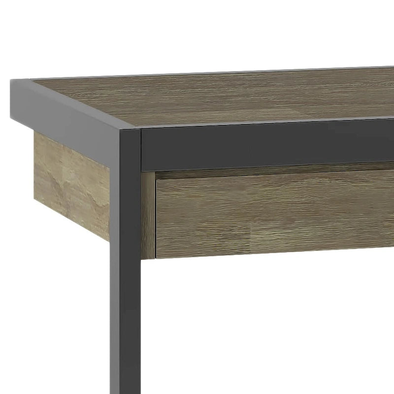 Solid Acacia Wood Industrial Desk – Distressed / Farmhouse, 1-Person
