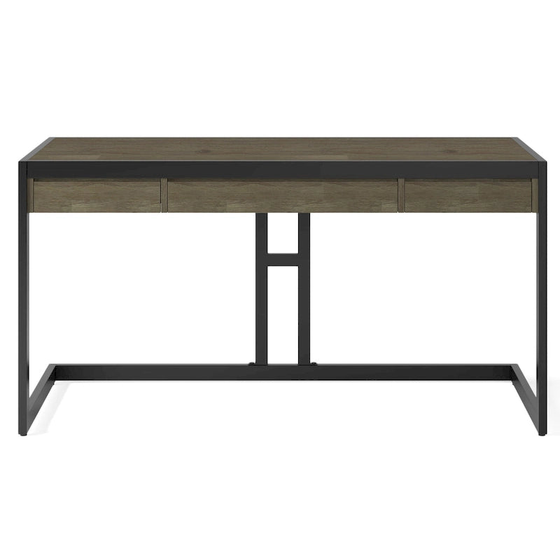 Solid Acacia Wood Industrial Desk – Distressed / Farmhouse, 1-Person