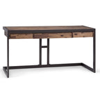 Solid Acacia Wood Industrial Desk – Distressed / Farmhouse, 1-Person