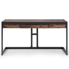 Solid Acacia Wood Industrial Desk – Distressed / Farmhouse, 1-Person