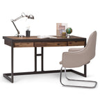 Solid Acacia Wood Industrial Desk – Distressed / Farmhouse, 1-Person