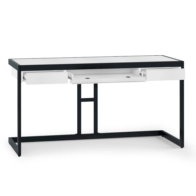 Solid Acacia Wood Industrial Desk – Distressed / Farmhouse, 1-Person