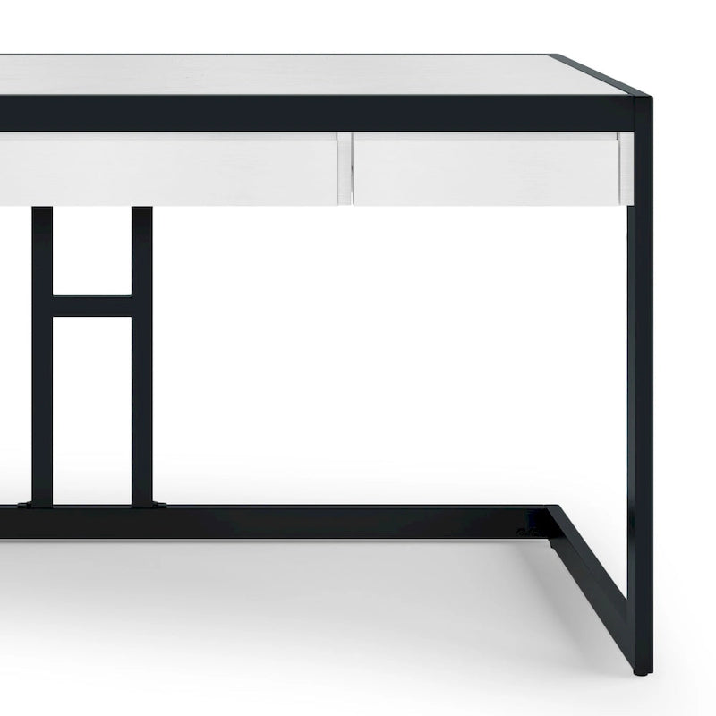 Solid Acacia Wood Industrial Desk – Distressed / Farmhouse, 1-Person