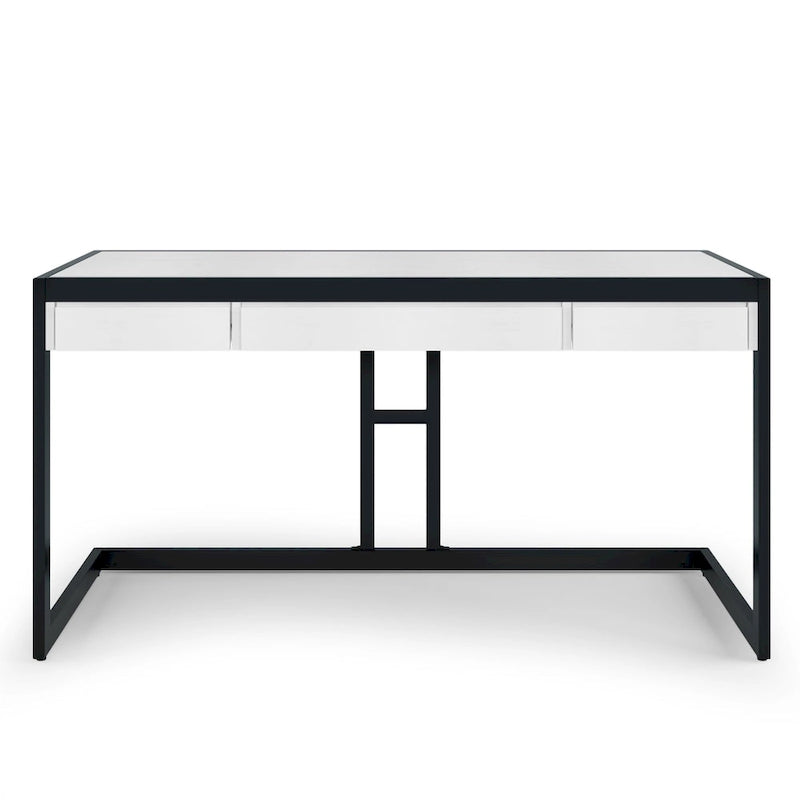 Solid Acacia Wood Industrial Desk – Distressed / Farmhouse, 1-Person