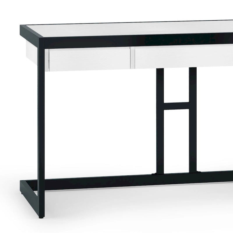 Solid Acacia Wood Industrial Desk – Distressed / Farmhouse, 1-Person