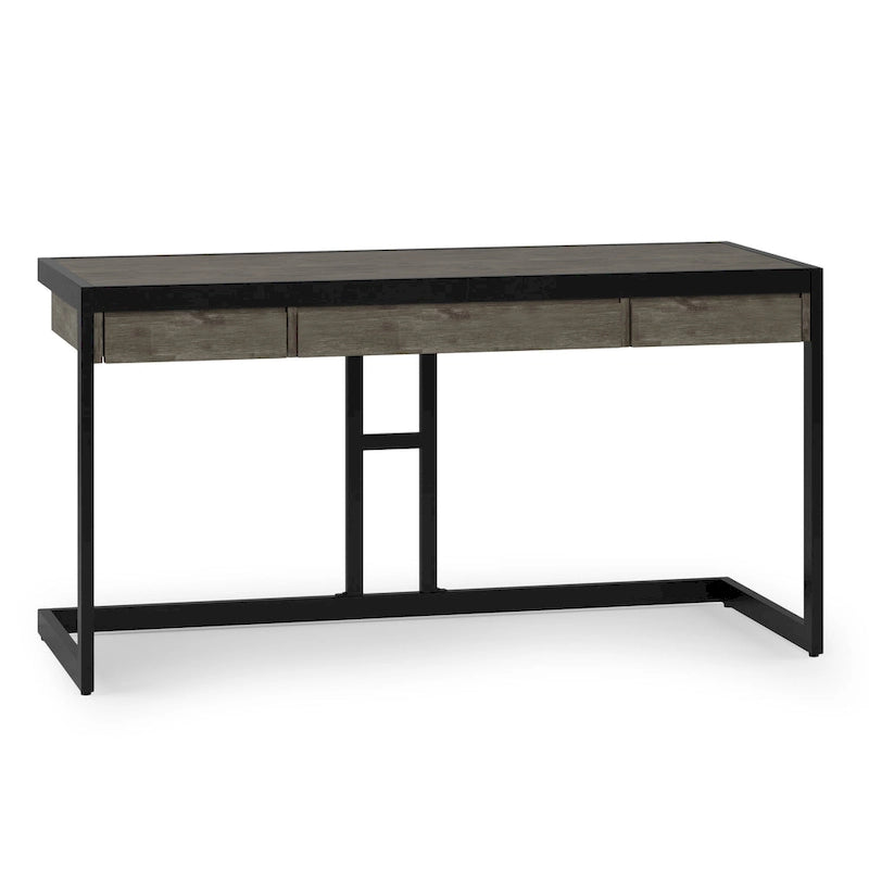 Solid Acacia Wood Industrial Desk – Distressed / Farmhouse, 1-Person