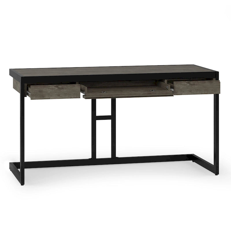 Solid Acacia Wood Industrial Desk – Distressed / Farmhouse, 1-Person