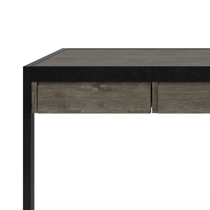 Solid Acacia Wood Industrial Desk – Distressed / Farmhouse, 1-Person