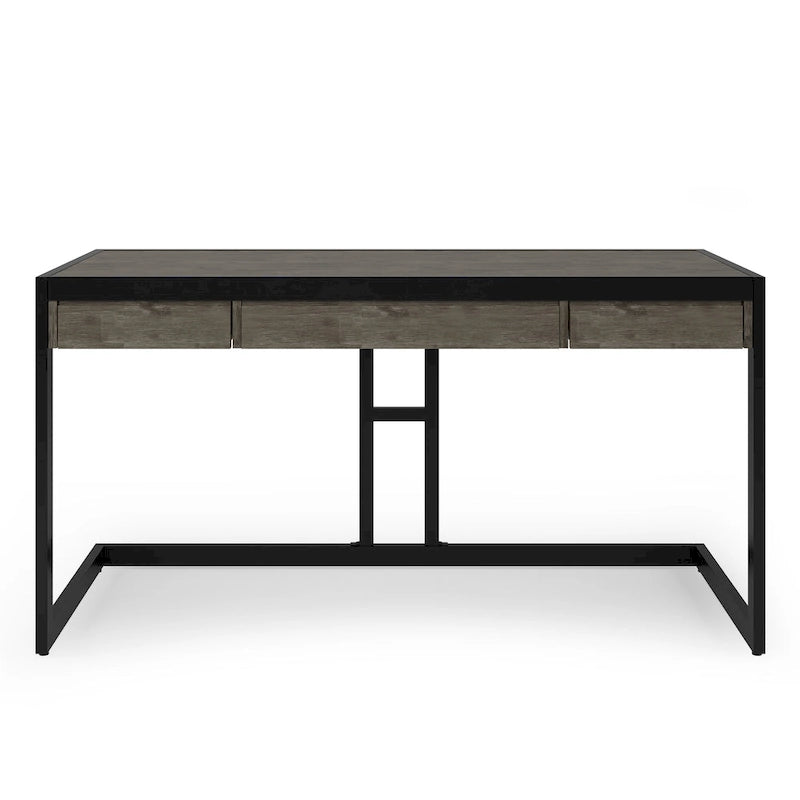 Solid Acacia Wood Industrial Desk – Distressed / Farmhouse, 1-Person