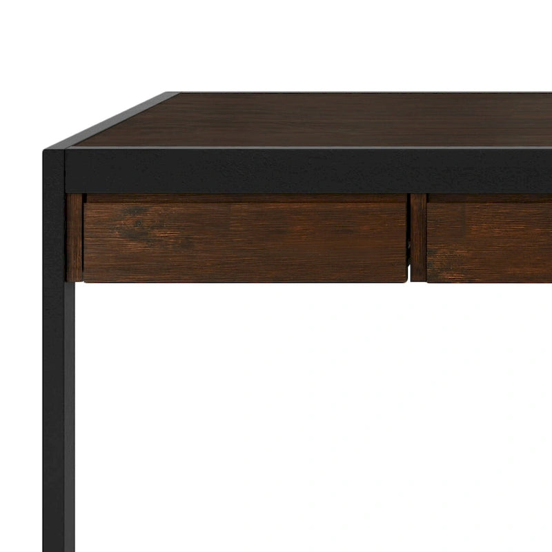 Solid Acacia Wood Industrial Desk – Distressed / Farmhouse, 1-Person