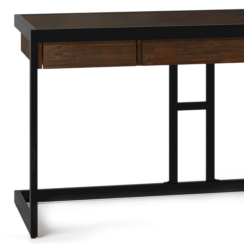 Solid Acacia Wood Industrial Desk – Distressed / Farmhouse, 1-Person