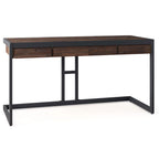 Solid Acacia Wood Industrial Desk – Distressed / Farmhouse, 1-Person