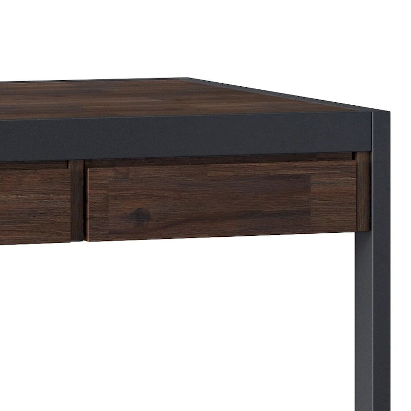 Solid Acacia Wood Industrial Desk – Distressed / Farmhouse, 1-Person