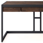 Solid Acacia Wood Industrial Desk – Distressed / Farmhouse, 1-Person