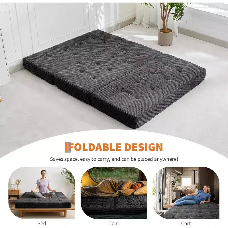 39x75 dreifach klappbares Schlafsofa aus Memory-Schaumstoff, 6-getuftete Matratze
