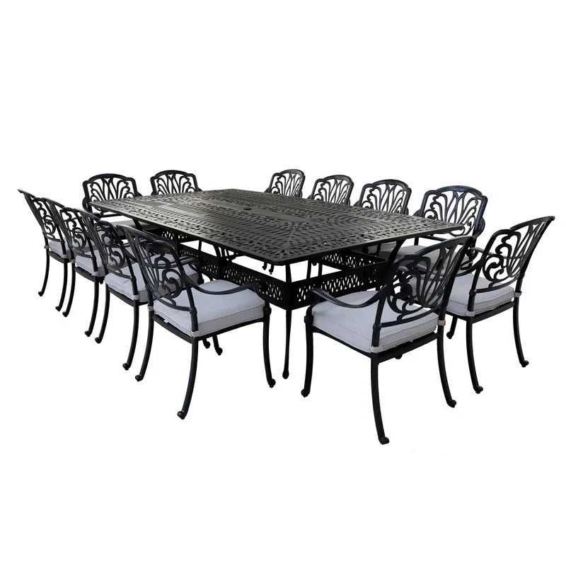 Set da pranzo in alluminio color canna di fucile da 13 pezzi Manasquan di Havenside Home