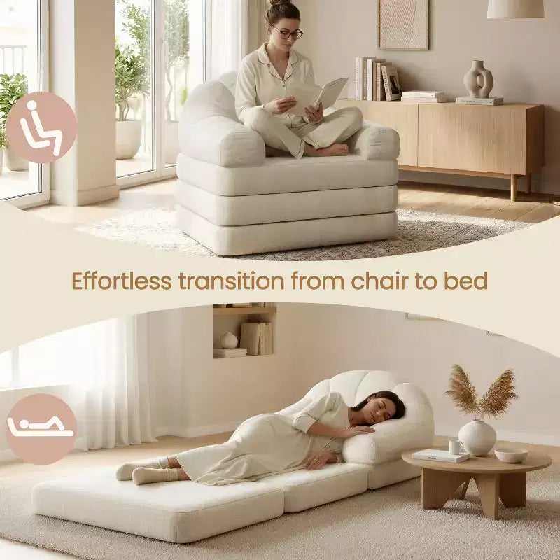 Divano letto pieghevole 2-in-1 Yaheetech, poltrona letto pieghevole per soggiorno e camera da letto