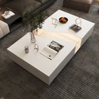 Storage Masterpiece Contemporary White Coffee Table Colorful LED Edge - 55.1W