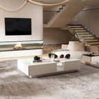 Storage Masterpiece Contemporary White Coffee Table Colorful LED Edge - 55.1W