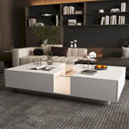 Storage Masterpiece Contemporary White Coffee Table Colorful LED Edge - 55.1W