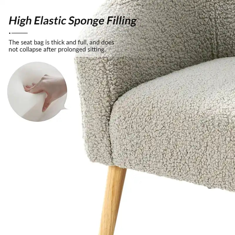 Sheila moderner Bouclé-Sessel, 30 W, mit Massivholzbeinen, 2er-Set von HULALA HOME