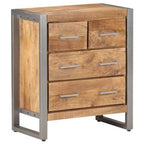 Brown Industrial Mango Wood Sideboard, 4-Drawer, Single