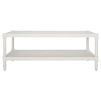 White Painted Wood Coffee Table with Slatted Shelf, 1-Piece