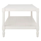White Painted Wood Coffee Table with Slatted Shelf, 1-Piece