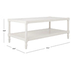 White Painted Wood Coffee Table with Slatted Shelf, 1-Piece