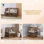 JOYMOR 8-in-1-converteerbaar babybed, inclusief 2 matrassen, om te bouwen tot wieg, halfhoog bed, babybed voor een groot bed, ligbed, peuterbed en box