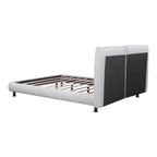 Upholstered Platform Bed w/Two Large Headrests& Thick Fabric,Polyester