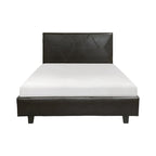 Leo California King Size Platform Bed, Brown Faux Leather, Solid Wood