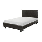 Leo California King Size Platform Bed, Brown Faux Leather, Solid Wood