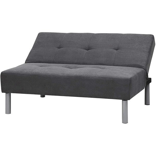 Steel Gray Convertible Mini Futon Sofa – Seats 2, Folds to Bed