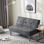 Steel Gray Convertible Mini Futon Sofa – Seats 2, Folds to Bed