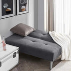 Steel Gray Convertible Mini Futon Sofa – Seats 2, Folds to Bed