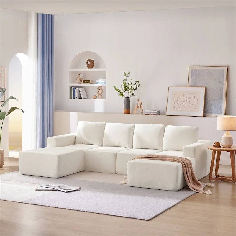 Modular U Shaped Sectional Sofa,Luxury Chenille Floor Couch Set