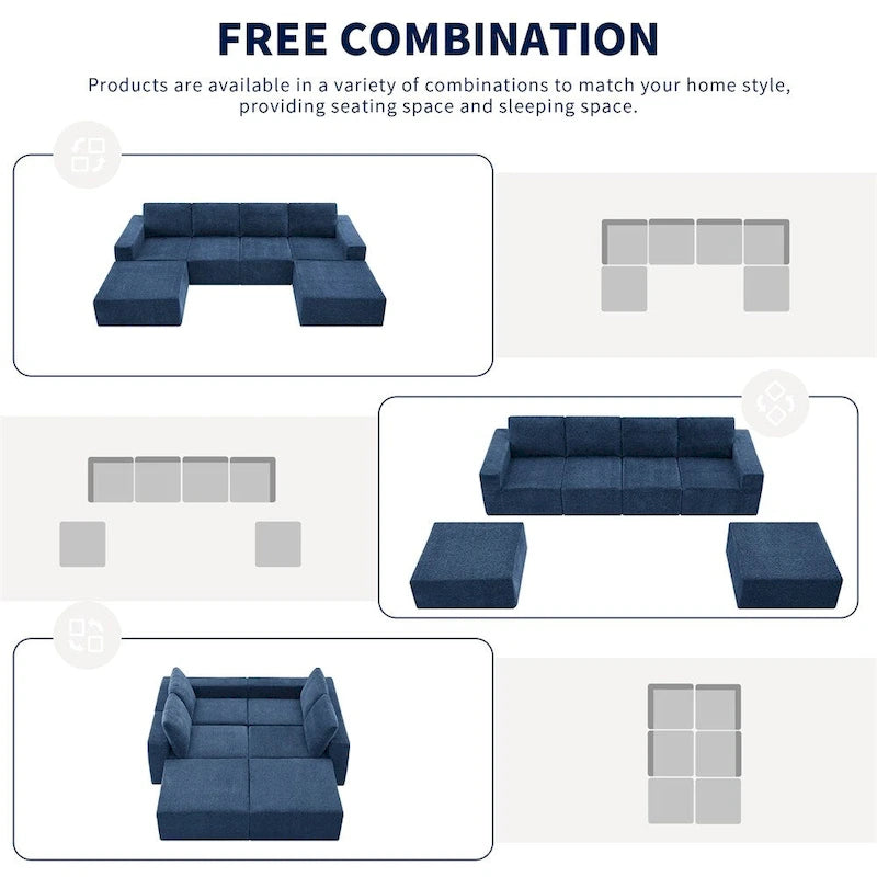 Modular U Shaped Sectional Sofa,Luxury Chenille Floor Couch Set