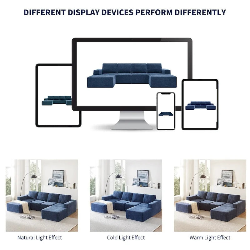 Modular U Shaped Sectional Sofa,Luxury Chenille Floor Couch Set