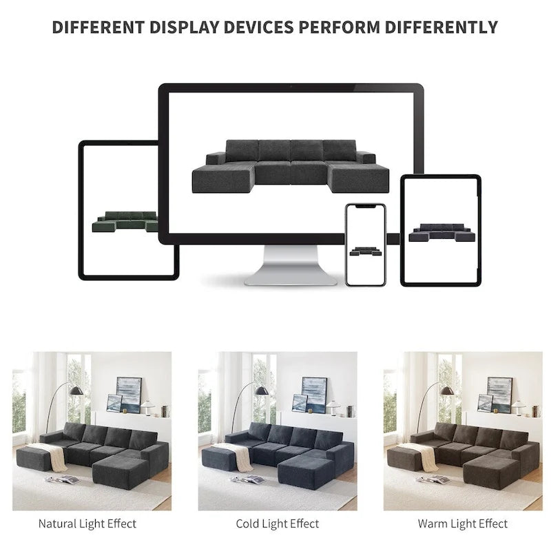 Modular U Shaped Sectional Sofa,Luxury Chenille Floor Couch Set