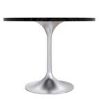 Round Dining Table, MDF Top & Steel Pedestal Base, Seats 2 – Dark Maple / Black / Cognac Brown / Natural