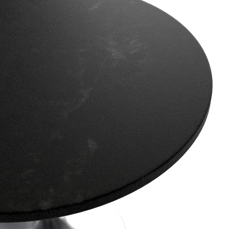 Round Dining Table, MDF Top & Steel Pedestal Base, Seats 2 – Dark Maple / Black / Cognac Brown / Natural