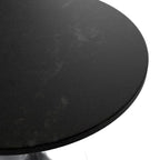 Round Dining Table, MDF Top & Steel Pedestal Base, Seats 2 – Dark Maple / Black / Cognac Brown / Natural